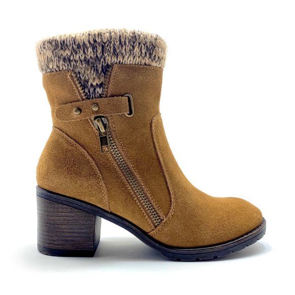 PureSole Shoes - PureSole Dory Brown Suede & Knit Ankle Boots 6.5